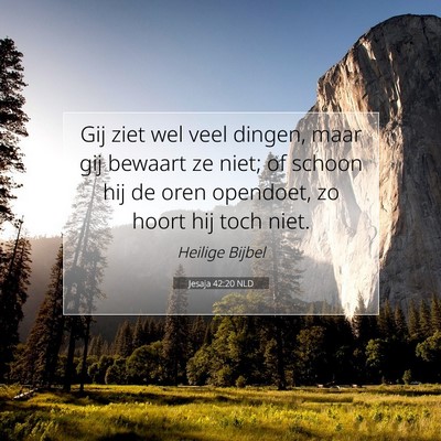 Picture 07 - Jesaja 42:20 NLD - Gij ziet wel veel dingen, maar gij bewaart ze - Bible Verse Picture