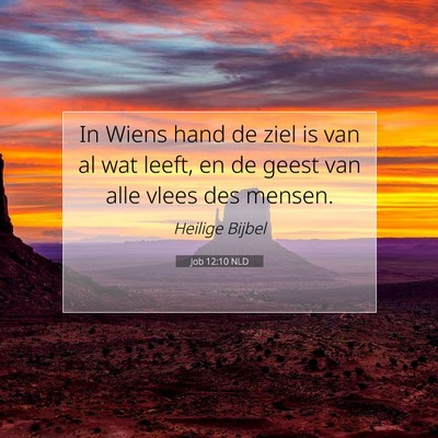Picture 07 - Job 12:10 NLD - In Wiens hand de ziel is van al wat leeft, en de - Bible Verse Picture