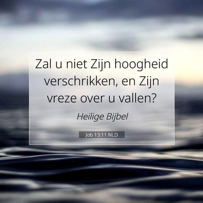 Picture 07 - Job 13:11 NLD - Zal u niet Zijn hoogheid verschrikken, en Zijn - Bible Verse Picture