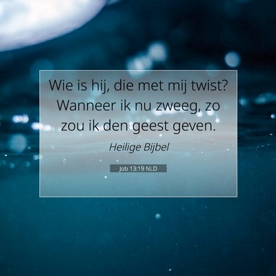 Picture 07 - Job 13:19 NLD - Wie is hij, die met mij twist? Wanneer ik nu - Bible Verse Picture
