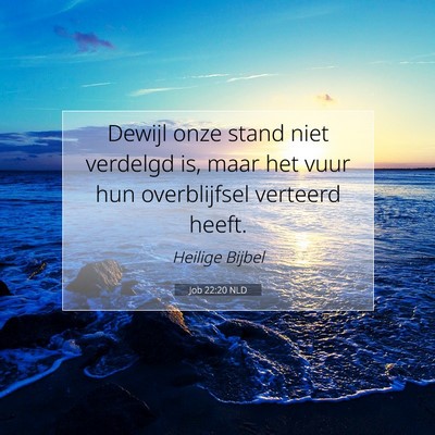 Picture 07 - Job 22:20 NLD - Dewijl onze stand niet verdelgd is, maar het vuur - Bible Verse Picture