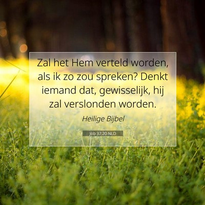 Picture 07 - Job 37:20 NLD - Zal het Hem verteld worden, als ik zo zou - Bible Verse Picture