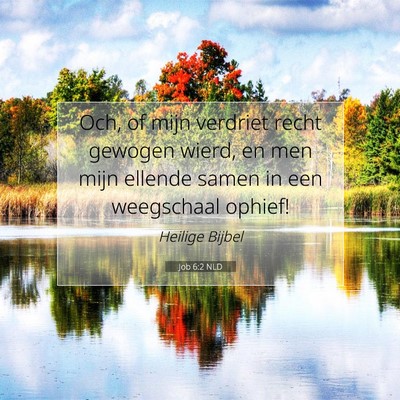 Picture 07 - Job 6:2 NLD - Och, of mijn verdriet recht gewogen wierd, en men - Bible Verse Picture