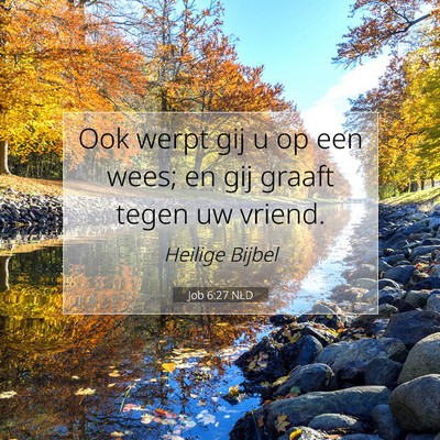 Picture 07 - Job 6:27 NLD - Ook werpt gij u op een wees; en gij graaft tegen - Bible Verse Picture