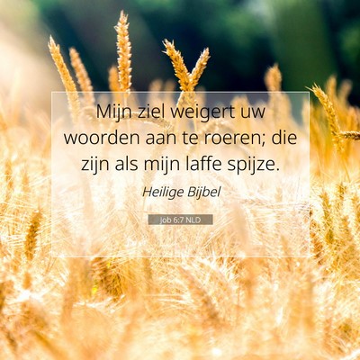 Picture 07 - Job 6:7 NLD - Mijn ziel weigert uw woorden aan te roeren; die - Bible Verse Picture
