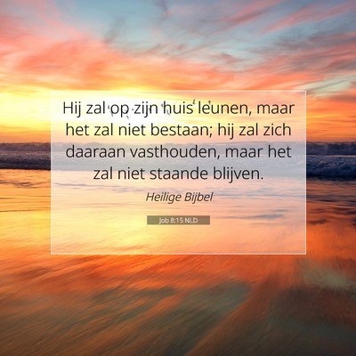 Picture 07 - Job 8:15 NLD - Hij zal op zijn huis leunen, maar het zal niet - Bible Verse Picture
