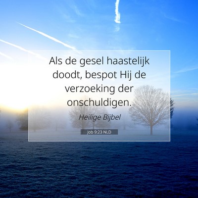 Picture 07 - Job 9:23 NLD - Als de gesel haastelijk doodt, bespot Hij de - Bible Verse Picture
