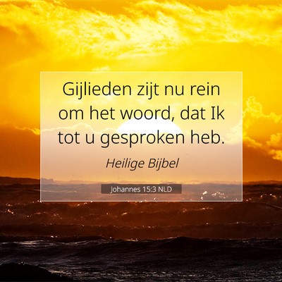 Picture 07 - Johannes 15:3 NLD - Gijlieden zijt nu rein om het woord, dat Ik tot u - Bible Verse Picture