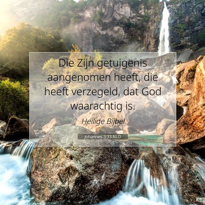 Picture 07 - Johannes 3:33 NLD - Die Zijn getuigenis aangenomen heeft, die heeft - Bible Verse Picture