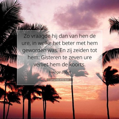 Picture 07 - Johannes 4:52 NLD - Zo vraagde hij dan van hen de ure, in welke het - Bible Verse Picture