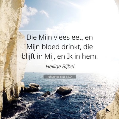 Picture 07 - Johannes 6:56 NLD - Die Mijn vlees eet, en Mijn bloed drinkt, die - Bible Verse Picture