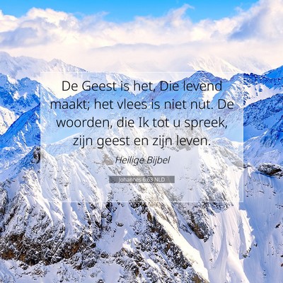 Picture 07 - Johannes 6:63 NLD - De Geest is het, Die levend maakt; het vlees is - Bible Verse Picture