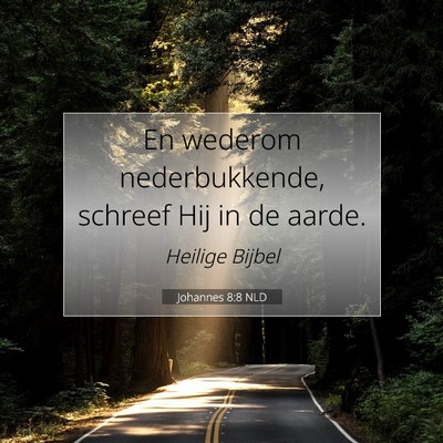 Picture 07 - Johannes 8:8 NLD - En wederom nederbukkende, schreef Hij in de - Bible Verse Picture