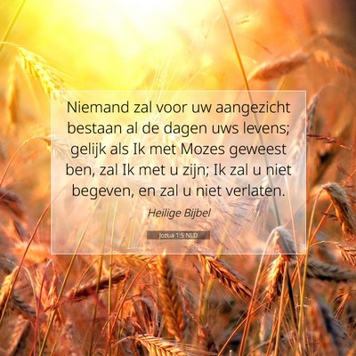 Picture 07 - Jozua 1:5 NLD - Niemand zal voor uw aangezicht bestaan al de - Bible Verse Picture