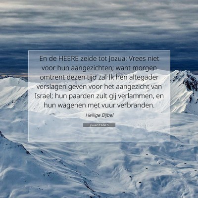 Picture 07 - Jozua 11:6 NLD - En de HEERE zeide tot Jozua: Vrees niet voor hun - Bible Verse Picture