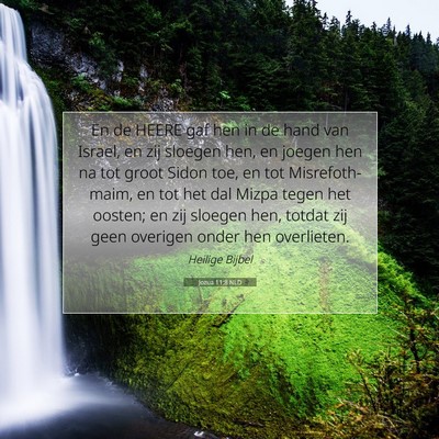 Picture 07 - Jozua 11:8 NLD - En de HEERE gaf hen in de hand van Israel, en zij - Bible Verse Picture