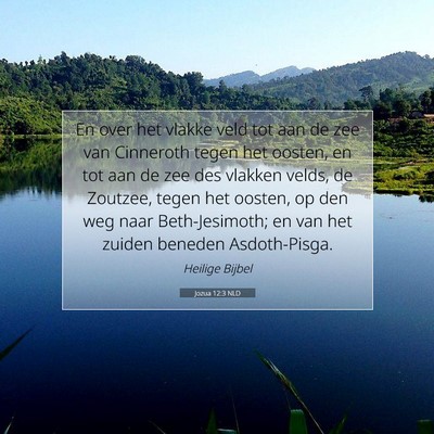 Picture 07 - Jozua 12:3 NLD - En over het vlakke veld tot aan de zee van - Bible Verse Picture