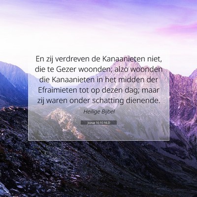 Picture 07 - Jozua 16:10 NLD - En zij verdreven de Kanaanieten niet, die te - Bible Verse Picture