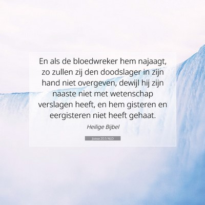 Picture 07 - Jozua 20:5 NLD - En als de bloedwreker hem najaagt, zo zullen zij - Bible Verse Picture
