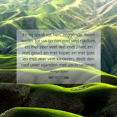 Picture 07 - Jozua 22:8 NLD - En hij sprak tot hen, zeggende: Keert weder tot - Bible Verse Picture