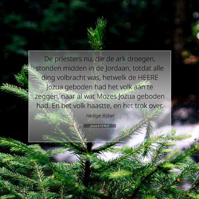 Picture 07 - Jozua 4:10 NLD - De priesters nu, die de ark droegen, stonden - Bible Verse Picture