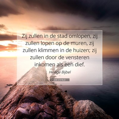 Picture 07 - Joël 2:9 NLD - Zij zullen in de stad omlopen, zij zullen lopen - Bible Verse Picture