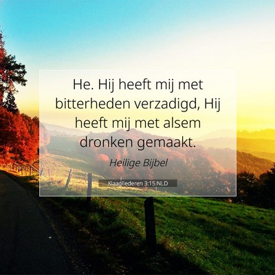 Picture 07 - Klaagliederen 3:15 NLD - He. Hij heeft mij met bitterheden verzadigd, Hij - Bible Verse Picture