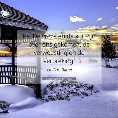 Picture 07 - Klaagliederen 3:47 NLD - Pe. De vreze en de kuil zijn over ons gekomen, de - Bible Verse Picture