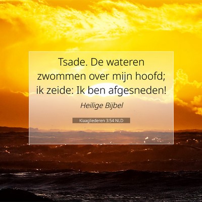Picture 07 - Klaagliederen 3:54 NLD - Tsade. De wateren zwommen over mijn hoofd; ik - Bible Verse Picture