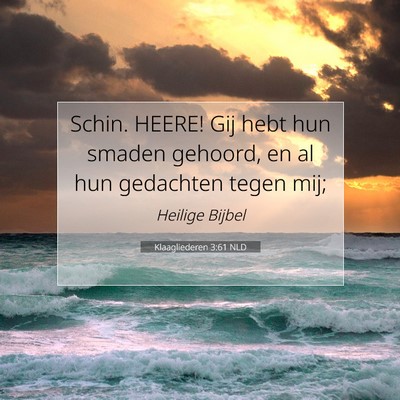 Picture 07 - Klaagliederen 3:61 NLD - Schin. HEERE! Gij hebt hun smaden gehoord, en al - Bible Verse Picture