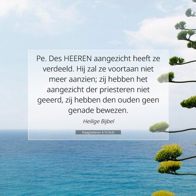 Picture 07 - Klaagliederen 4:16 NLD - Pe. Des HEEREN aangezicht heeft ze verdeeld. Hij - Bible Verse Picture