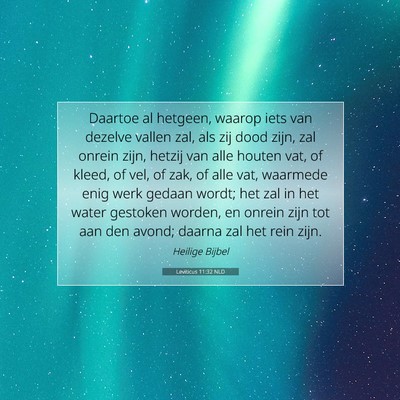 Picture 07 - Leviticus 11:32 NLD - Daartoe al hetgeen, waarop iets van dezelve - Bible Verse Picture