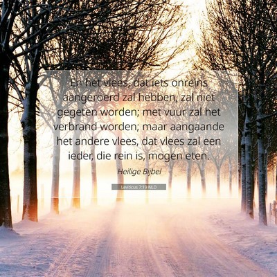 Picture 07 - Leviticus 7:19 NLD - En het vlees, dat iets onreins aangeroerd zal - Bible Verse Picture