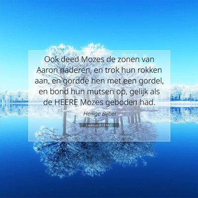 Picture 07 - Leviticus 8:13 NLD - Ook deed Mozes de zonen van Aaron naderen, en - Bible Verse Picture