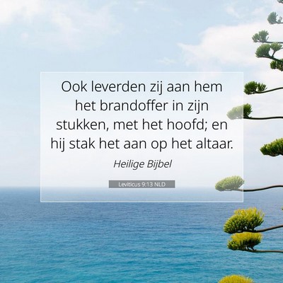 Picture 07 - Leviticus 9:13 NLD - Ook leverden zij aan hem het brandoffer in zijn - Bible Verse Picture