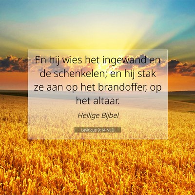 Picture 07 - Leviticus 9:14 NLD - En hij wies het ingewand en de schenkelen; en hij - Bible Verse Picture