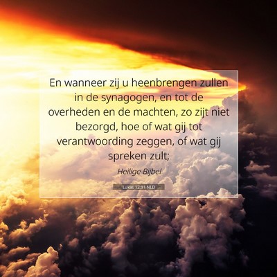Picture 07 - Lukas 12:11 NLD - En wanneer zij u heenbrengen zullen in de - Bible Verse Picture