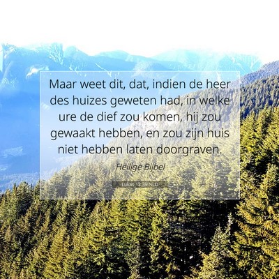 Picture 07 - Lukas 12:39 NLD - Maar weet dit, dat, indien de heer des huizes - Bible Verse Picture