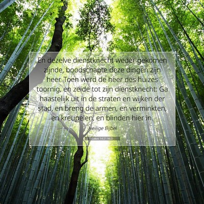Picture 07 - Lukas 14:21 NLD - En dezelve dienstknecht weder gekomen zijnde, - Bible Verse Picture