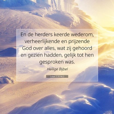 Picture 07 - Lukas 2:20 NLD - En de herders keerde wederom, verheerlijkende en - Bible Verse Picture