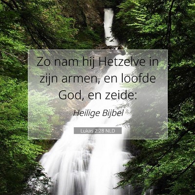 Picture 07 - Lukas 2:28 NLD - Zo nam hij Hetzelve in zijn armen, en loofde God, - Bible Verse Picture