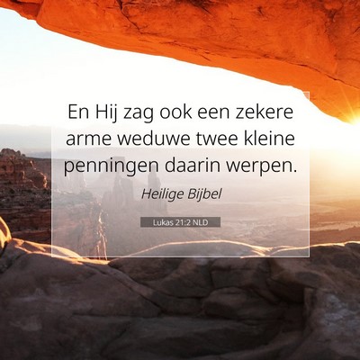 Picture 07 - Lukas 21:2 NLD - En Hij zag ook een zekere arme weduwe twee kleine - Bible Verse Picture