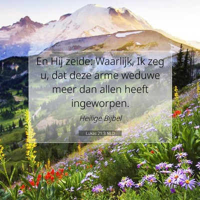 Picture 07 - Lukas 21:3 NLD - En Hij zeide: Waarlijk, Ik zeg u, dat deze arme - Bible Verse Picture