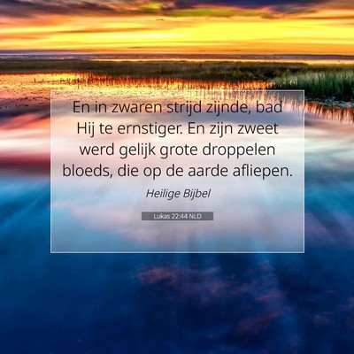 Picture 07 - Lukas 22:44 NLD - En in zwaren strijd zijnde, bad Hij te ernstiger. - Bible Verse Picture