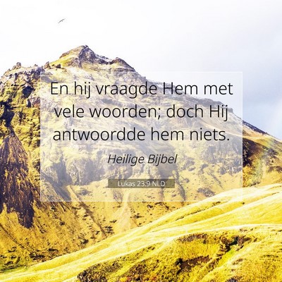 Picture 07 - Lukas 23:9 NLD - En hij vraagde Hem met vele woorden; doch Hij - Bible Verse Picture
