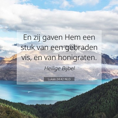 Picture 07 - Lukas 24:42 NLD - En zij gaven Hem een stuk van een gebraden vis, - Bible Verse Picture