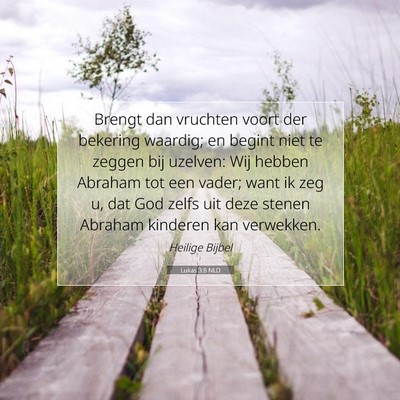 Picture 07 - Lukas 3:8 NLD - Brengt dan vruchten voort der bekering waardig; - Bible Verse Picture