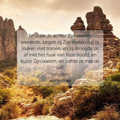 Picture 07 - Lukas 7:38 NLD - En staande achter Zijn voeten, wenende, begon zij - Bible Verse Picture