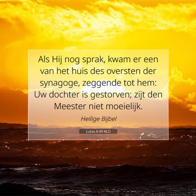 Picture 07 - Lukas 8:49 NLD - Als Hij nog sprak, kwam er een van het huis des - Bible Verse Picture