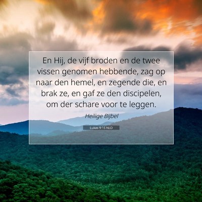 Picture 07 - Lukas 9:16 NLD - En Hij, de vijf broden en de twee vissen genomen - Bible Verse Picture